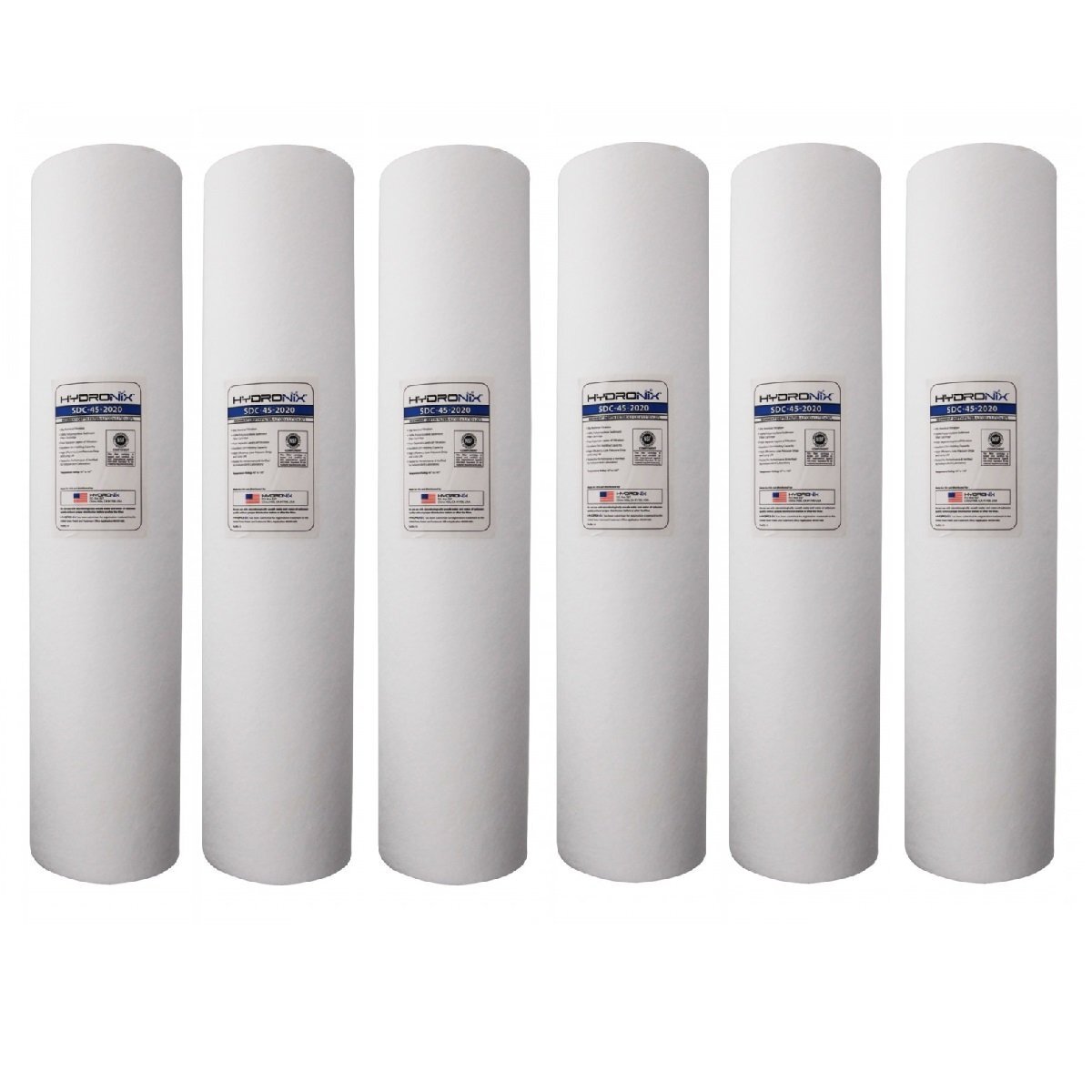 Hydronix Sdc-45-2020 20 Micron 20 Inch Whole House Sediment Water Filter 6 Pack